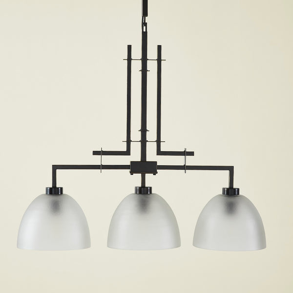 TROY 3 LIGHT CHANDELIER FROSTED BRONZE