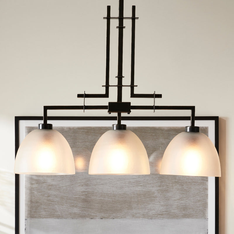 TROY 3 LIGHT CHANDELIER FROSTED BRONZE