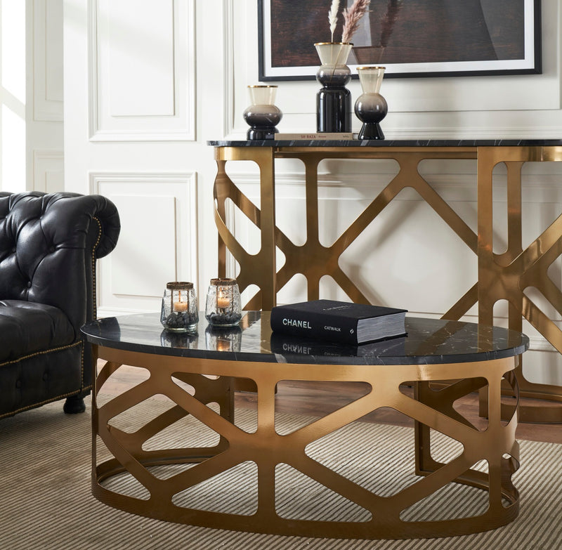 THEBES CONSOLE TABLE BLACK CHAMPAGNE